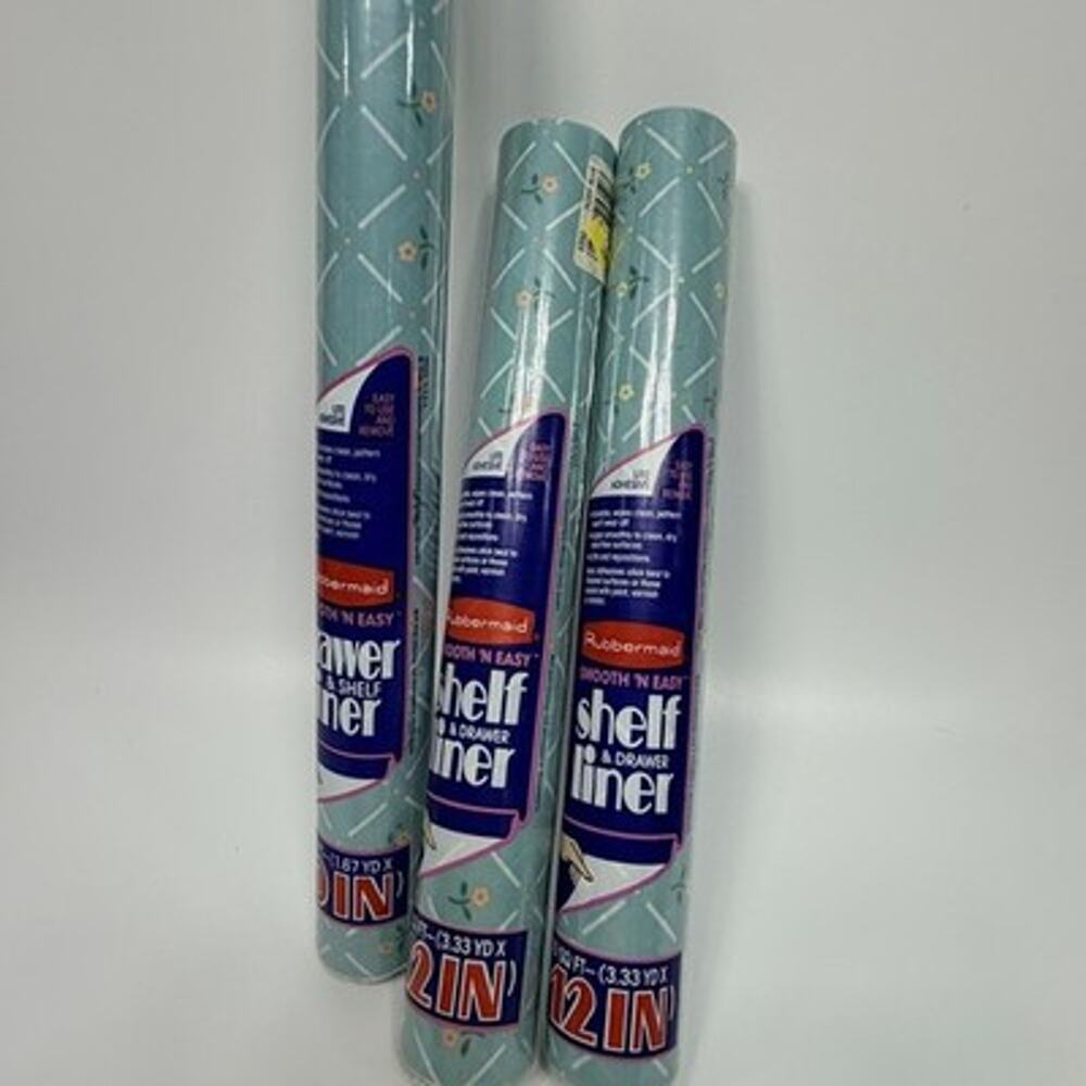 Lot Rubbermaid VTG 1985 Smooth Easy Shelf Liner 5350 Posy Blue Cottage Country